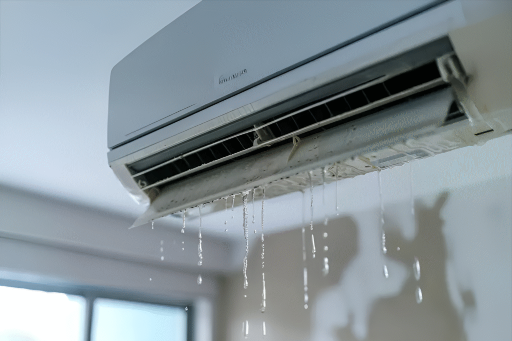 Air conditioner leaking water onto floor in a Cleveland home – Quick Fix HVAC Service