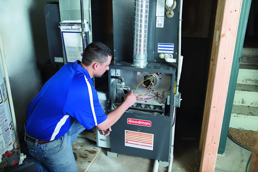 HVAC technician providing emergency furnace repair in Cleveland, OH